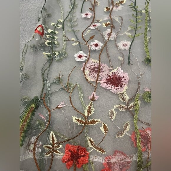 [M] Women Sexy Floral Embroidered See Through Dress Beach Coverups Juniors Dress - Picture 3 of 6